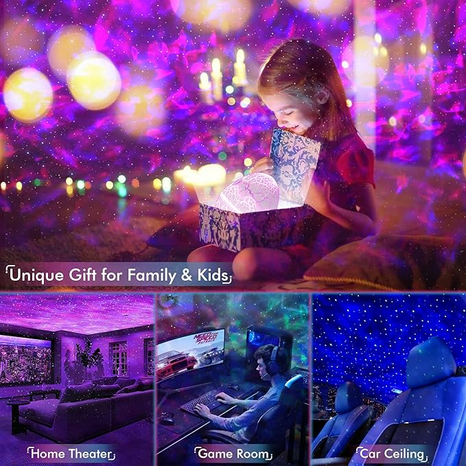 Rossetta Galaxy Projector, Star Projector for Bedroom, Night Lights for Kids Room with White Noise, Bluetooth Speaker, Timer and Remote, Room Decor, Gifts for Girls, Boys, Adults, Christmas, Birthday