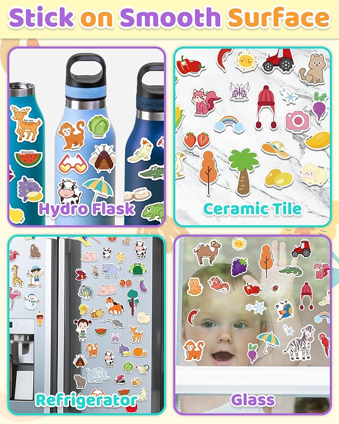 Benresive Reusable Sticker Books for Kids 2-4, Sticker Books for Toddlers 1-3 2-4, Toddler Travel Toys Activities Crafts Gifts - Farm, Animal and Season