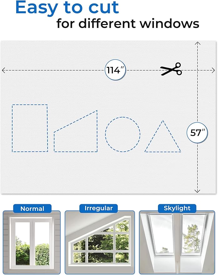 Sumobaby Blackout Curtains for Bedroom 114"x57" Portable No Drill Black Out Curtains with Heat-Resistant Magic Tapes,100% Blackout Blinds Easy to Cut Fit for Home Cinema,Dorm Room,Nursery(White)