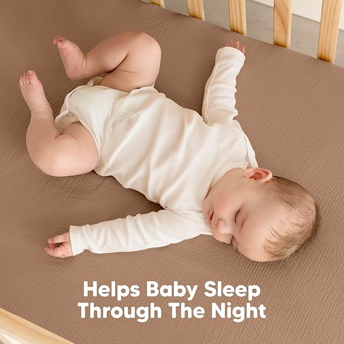KeaBabies 2-Pack Muslin Crib Sheets for Boys, Girls - 100% Organic Cotton Fitted Baby Crib Mattress Sheet, Soft Breathable Standard Toddler Bed Cover Bedding Set, Neutral, Durable 52x28 (Russet)