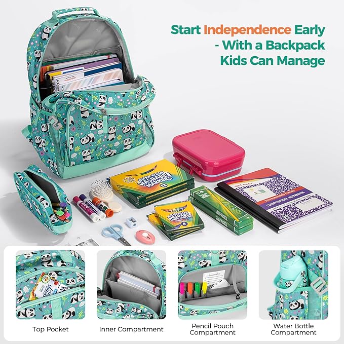 Choco Mocha Rainbow Backpack for Girls, Elementary School Backpack for Girls Ages 6-8 Kids Kindergarten Backpack Bookbag 17 Inch with Chest Strap, Blue