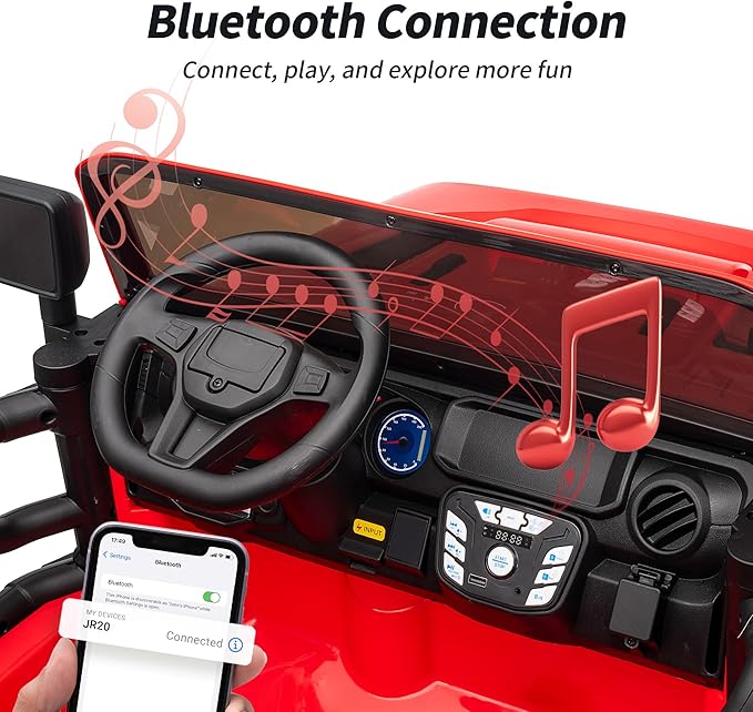 2 Seater Ride on Car Truck, 12V Kids Electric Ride on Toy for Big Kids Age 3-8 w/Remote Control- Red