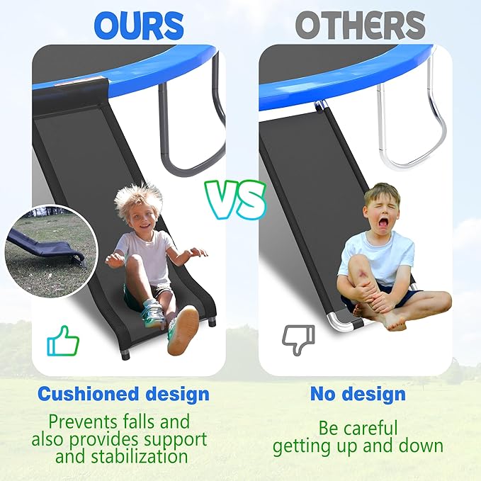 Trampoline Slide, 10FT 12FT 14FT 15FT 16FT Trampoline Universal Slides, Trampoline Accessories with Cushioning Effect, Suitable for Children to Climb Up and Slide Down, Safety Slider (Silver)