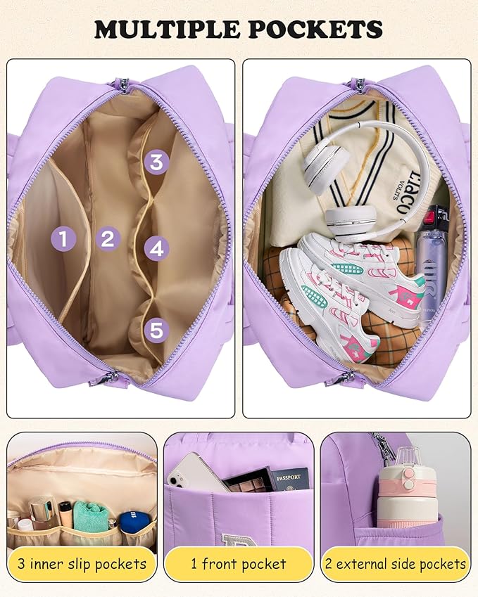 Gifts for Women Unique Initial Duffle Bag, Carry On Bags for Women，Overnight Bag with Wet Pocket，Lightweight Travel Bags Personalized Gym Tote with Makeup Pouch