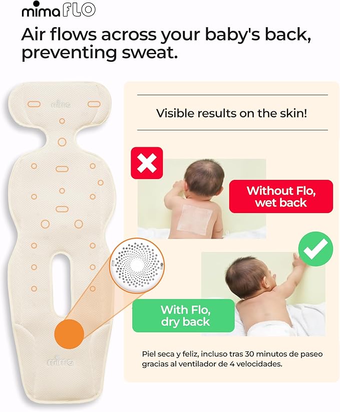 Stroller Cooling Pad with USB Fan | Ultra-Breathable Mesh Seat Liner | External Battery Design for Baby Safety | Universal Fit for 0-4 Years | for Hot Days & Summer