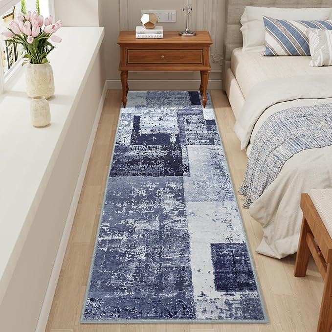 LOCHAS Washable Runner Rugs for Hallway, 2x6 Non Sip Soft Rug for Bedroom Entryway Kitchen Laundry Room, Long Abstract Carpet for Indoor Floor Bedside, Geometric Vintage Home Decor, Pet & kid Friendly