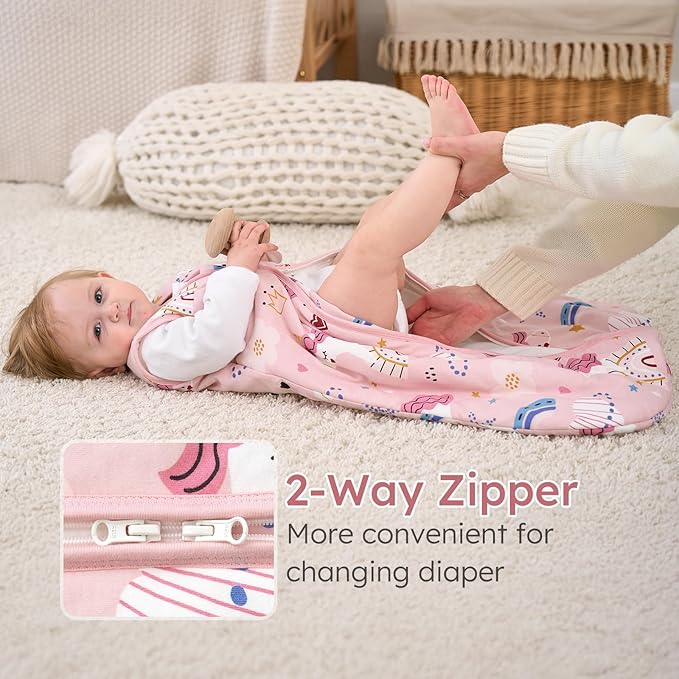 Yoofoss Baby Sleep Sack 6-12 Months, 1.5 Tog Baby Wearable Blanket with 2-Way Zipper, 100% Cotton Organic Fabric Winter Infant Sleeping Sack, Warm Soft Comfy