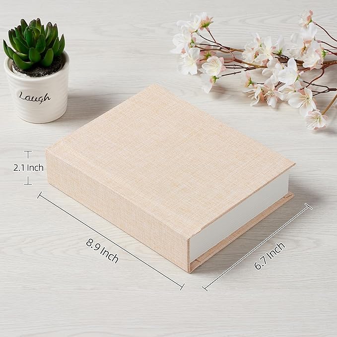 Photo Album 5x7 with Writing Space Linen Cover 5x7 Photo Album Book Holds 30 Photos Ideal for Wedding Theme-Album and Baby Photo Albums (Beige,30 Pockets)