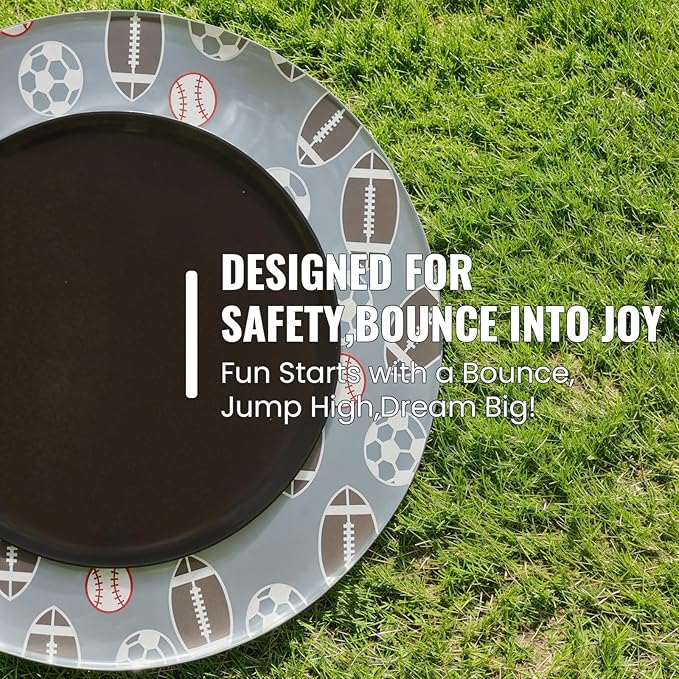 LAMERGE 55" 7-in-1 Round Trampoline for Kids Boys & Girls Ages 1-8, Indoor & Outdoor Trampoline for Fun, Adjustable Height Handrail ＆ Enclosed Safety Net ＆ Durable Designs for Toddlers Children