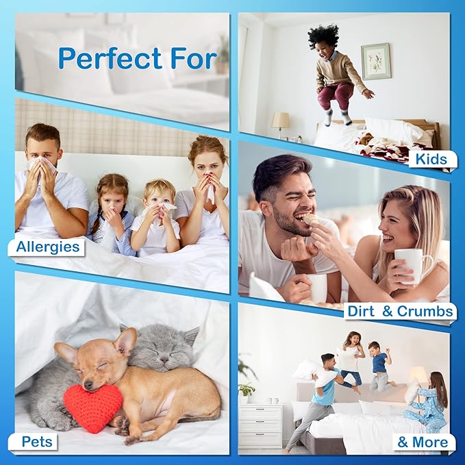 National Allergy Superior 100% Cotton Queen Mattress Protector Zippered - 60" x 80" x 12" - Hypoallergenic Bed Encasement - Breathable Dust Proof Cover - AAFA & Oeko-TEX Standard 100 Certified