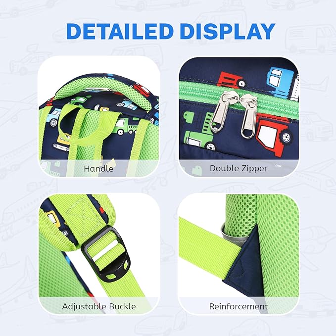 mygreen 3PCS Kids Backpack Set - Waterproof Bookbag with Lunch Box for Boys Ages 3-12, Adorable Cartoon Prints for School & Outdoor Use Dark Blue Rocket