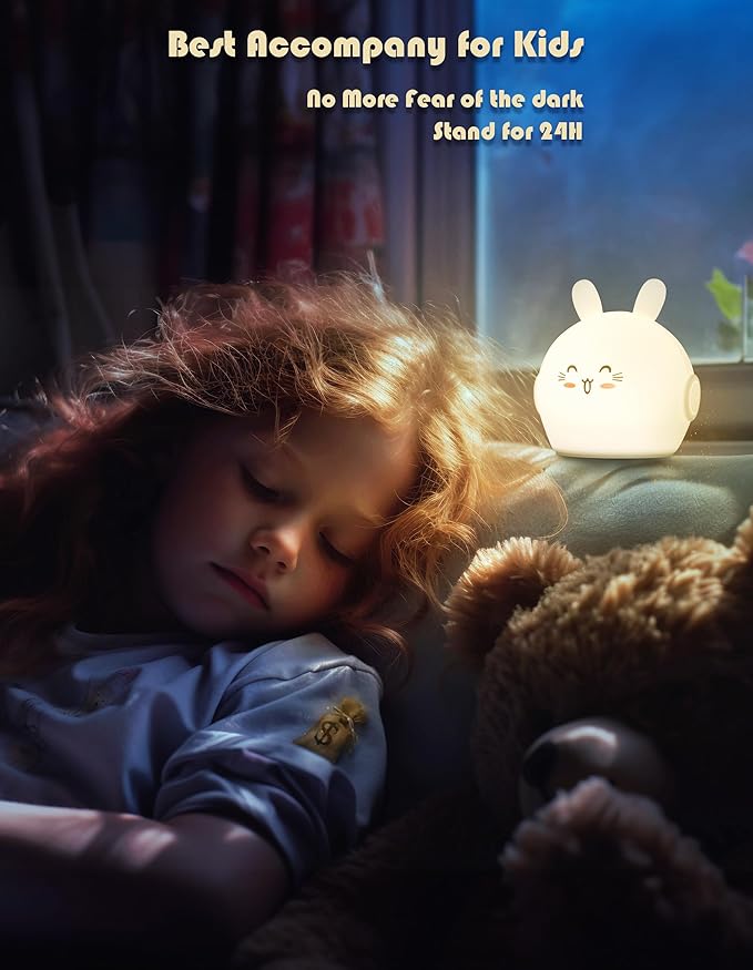 Night Light Kids, Cute Soft Glow Protect Eyes Deer Night Light Lamp with 30mins Timer Rechargeable Nightlight for Kids Children Women Girls Toddler Bedroom Bedside Livingroom