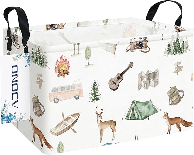 Rectangular Folding Laundry Basket,waterproof Canvas Basket,gift basket,Suitable for children's room,Office,Clothes,Toys Storage(Outdoor adventure)