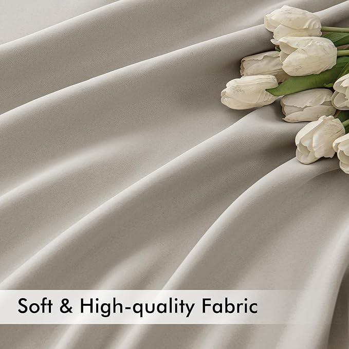 MIULEE Natural Back Tab Blackout Curtains 72 Inches Long 2 Panels Set for Living Room Bedroom Privacy, Rod Pocket/Pinch Pleat Thermal Insulated Room Darkening Pleated Light Blocking Drapes