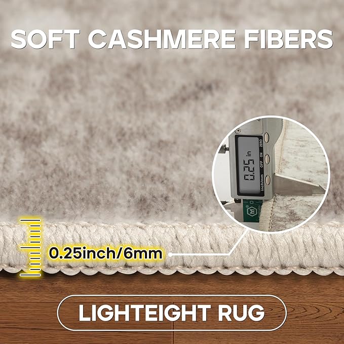 Runner Rug for Hallways Kitchen 2'6"x8' Washable, Non Slip Carpet 8ft Area Rugs Entryway Rubber Backed 8 Feet Neutral Abstract Modern Low Pile Indoor Brown Grey