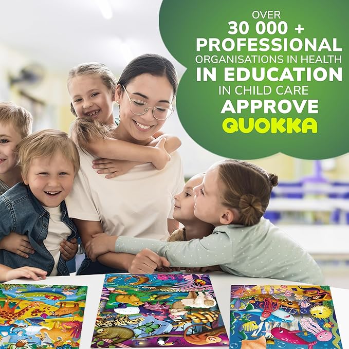 QUOKKA Puzzles for Toddlers 4-6 – 4 x 48 Pieces Jigsaw Puzzles for Kids Ages 3-5 – Learning Insects, African, Amazon, Ocean Animals Puzzle for 2-4 – Jigsaw Game for Boy and Girl 4-8 Year Old