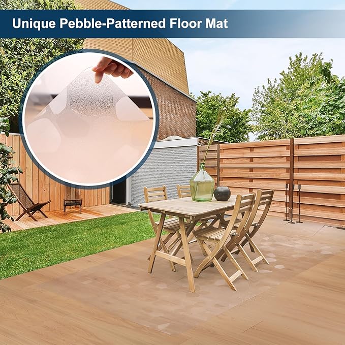 Clear Area Mat for Hard Floors, 4'×6' No Slip Vinyl Floor Mats for Under Dining Table, Pebble Patterned Waterproof Rug Protector for High Traffic Areas, Pet, Splat Mat