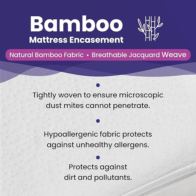 King Size Waterproof Bamboo Mattress Encasement by Slumberfy - Premium Skin-Safe Mattress Protector with 360° EZ Zipper, Lab-Tested Bed Bug, Zippered Encasement (76x80 in)