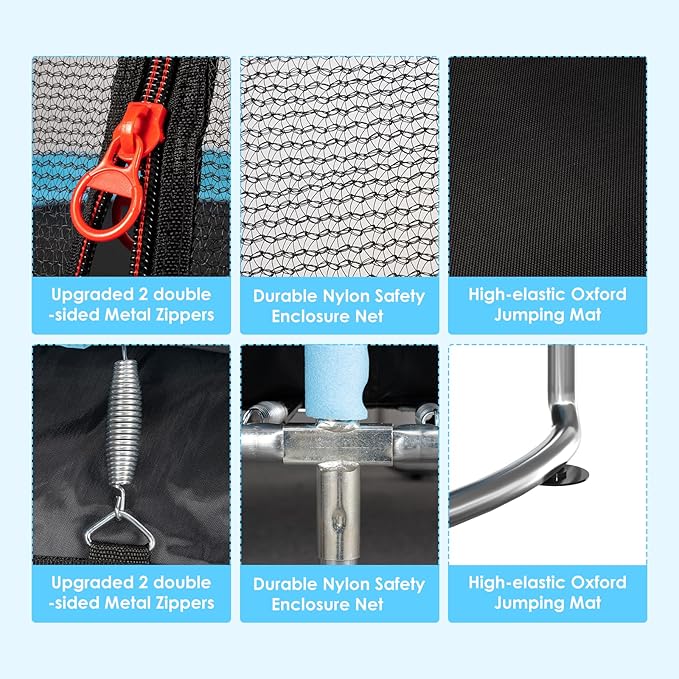 Trampoline for Kids, Upgrade Full Anti-Rust 440lbsToddler Trampoline with Net, Upgraded Ring Legs with Adjustable Gymnastics Bar&Toys, Gifts for Ages 1-8 Boys&Girls