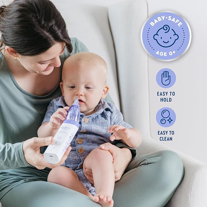 Navage Baby Nasal Aspirator - Gentle, Pediatrician Endorsed Nasal Aspirator for Baby Congestion & Stuffy Noses - Baby Nose Sucker w/ Lights, Lullabies & BPA Free Silicone Tips