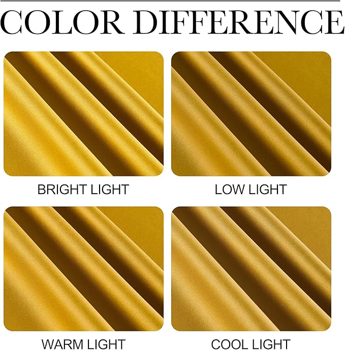 NICETOWN Room Darkening Gold Curtains 63 inch Length 2 Panels - Grommet Top Sound Reduction Privacy Faux Silk Satin Thermal Drapes for Bedroom/Living Room, W52 x L63