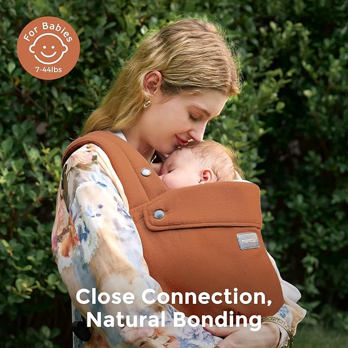 Momcozy Baby Carrier with Natural Cotton Linen, Built to Last, Ergonomic Design, 7-44lbs for Infant and Toddler, Lightweight and Comfortable, Hands-Free for Moms&Dads, Sepia