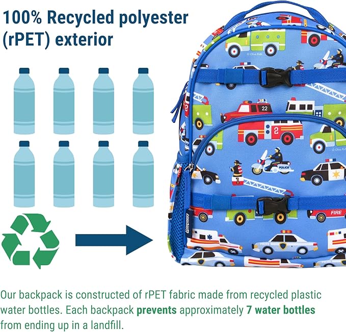 Wildkin ECO rPET 15-inch Kids Backpack – Sustainable, Padded, Adjustable – Heroes