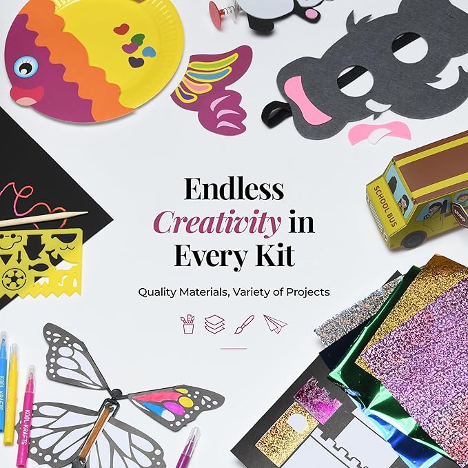 20 Arts & Crafts Kit for Kids, All-Inclusive, No Mess Craft Kits & Supplies for Boys & Girls – DIY Creative Activity, Easy Step-by-Step Guide, Individually Packaged Crafts, Christmas Gift, Travel Gift