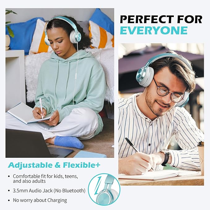 AILIHEN C8 Headphones Wired, On-Ear Headphones with Microphone and Volume Control, Corded 3.5mm Headset for Boys Girl School Smartphones Chromebook Laptop Computer Tablets Airplane Travel (Lime Green)