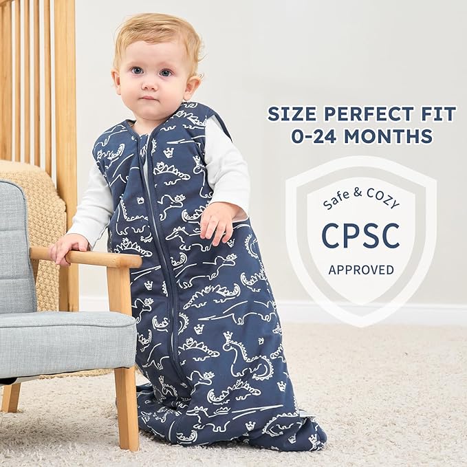 Yoofoss Baby Sleep Sack 6-12 Months, TOG 2.5 Baby Wearable Blanket with 2-Way Zipper, 100% Organic Cotton Fabric Winter Newborn Sleeping Sack, Warm Soft Comfy