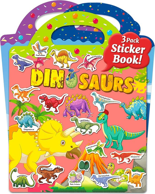 Benresive Reusable Sticker Books for Kids 2-4, Sticker Books for Toddlers 1-3 2-4, Toddler Travel Toys Activities Crafts Gifts - Ocean, Fairy and Dinosaur