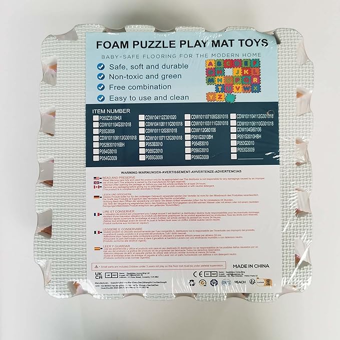 qqpp EVA Rubber 18 Tiles Interlocking Puzzle Foam Floor Mats - Baby Play Mat for Playing | Exercise Mat for Home Workout. Black, Gray. QC-DLb18N