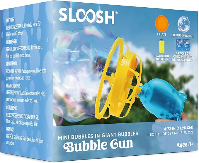 Sloosh Whale Bubble Gun with Refill Solution, Bubble Gun Machine Blower Toy for Kids, Adults, Summer, Party Favors, Easter Basket Stuffers, Birthday Gift
