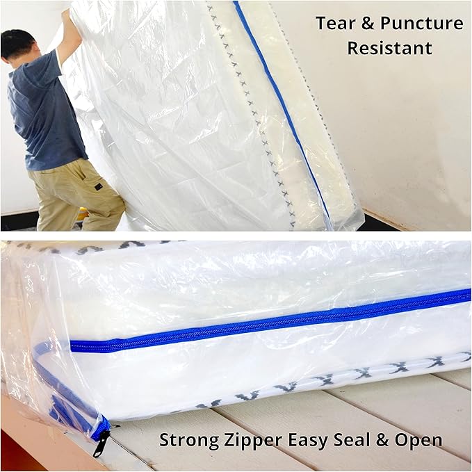 King Mattress Bag for Moving and Storage Cover -5 Mil Zipper Plastic Waterproof Mattress Storage Bag 82x78x14 inches,1 Pack