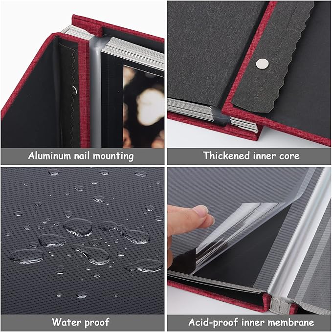 Zesthouse Photo Album Self Adhesive Pages, 60 Pages Magnetic Scrapbook Albums with Sticky Page,Photos Album Holds 8x10 & 5X7 & 4x6 & 6x8 & 3x5, Large Picture Book Ideal for Family,Wedding,Baby