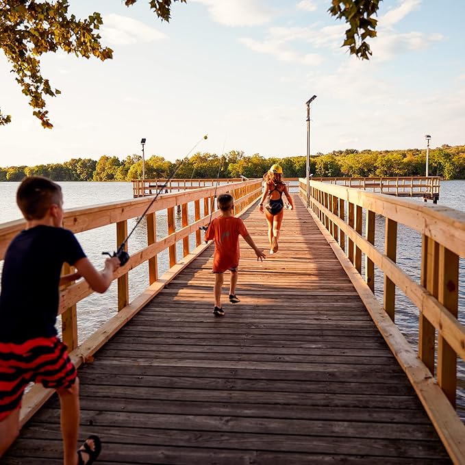 Zebco Wilder Fishing Reel and Rod Combo, 4'3" Durable Fiberglass Rod with Built-In Carabiner, Patented No-Tangle Reel, Pre-Spooled with 6-Pound Zebco Cajun Fishing Line, Blue/Orange