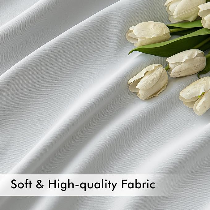 MIULEE Back Tab Light Blocking Curtains 108 Inch Long 2 Panels Set for Living Room Bedroom Privacy, Greyish White Rod Pocket/Pinch Pleated Extra Long Thermal Insulated Room Darkening Blackout Drapes