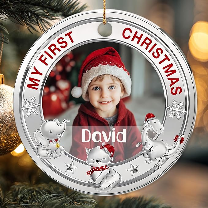 Personalized Baby First Christmas Photo Christmas Ornament 2025 - Custom Newborn Keepsake - Sweet Gift for New Parents Mom Dad - Gift for Parents - Sweet Baby Holiday Memory Decoration