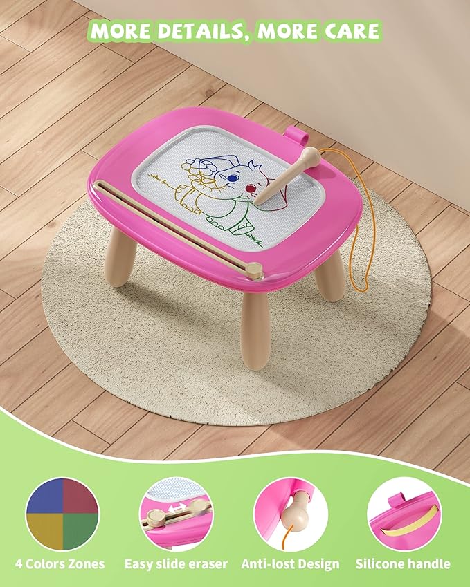 Magnetic Drawing Board, Doodle Board for Toddlers Toys Age 1-2, Magnetic Writing Board, Preschool Learning and Educational Toys for 1 2 3 Years Old Girl Boy Gift for Birthday, Christmas(Rose Red)
