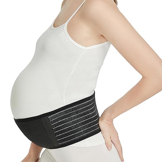 NeoTech Care Adjustable Maternity Belt - Light and Breathable Pregnancy Belly Support Band for Pregnant Women (Black, Regular Size)