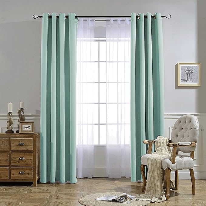 NICETOWN Aqua Blue Room Darkening Curtain Panels - Window Treatment Thermal Insulated Grommet Room Darkening Curtains/Drapes for Bedroom (2 Panels, 52 by 54, Aqua)