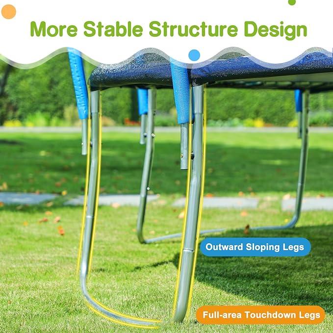 Zupapa Trampolines No-Gap Design 1500 LBS Weight Capacity 16 15 14 12 10 8FT for Kids Children with Safety Enclosure Net Outdoor Backyards Large Recreational Trampoline