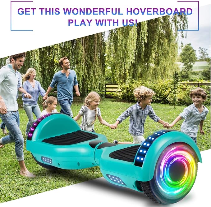 SISIGAD Scooters for Kids Ages 6-12, with Built-in Bluetooth Speaker and 6.5" Colorful Lights Wheels, Safety Certified Self Balancing Scooter Gift for Kids
