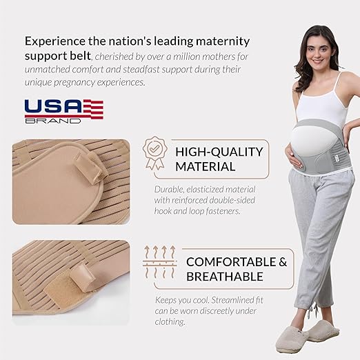 NeoTech Care Pregnancy Support Maternity Belt, Waist/Back/Abdomen Band, Belly Brace (Size XXL, Grey Color)