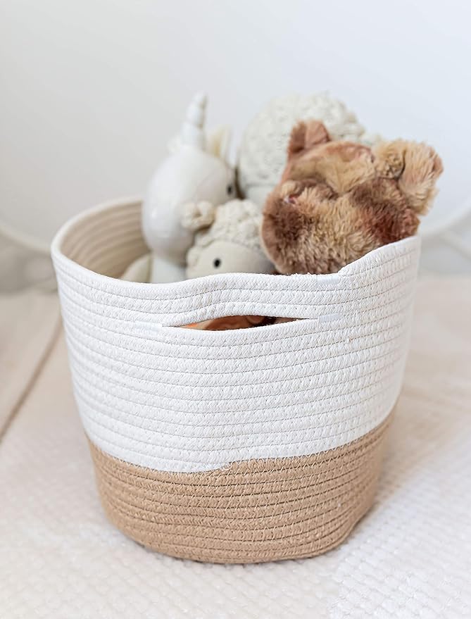 OrganiHaus Long Storage Basket, Shoe Basket, Woven Baskets for Storage, Cotton Rope Basket for Organizing, Towel Baskets for Bathroom, Decorative Baskets, Rectangular Storage Basket, Honey
