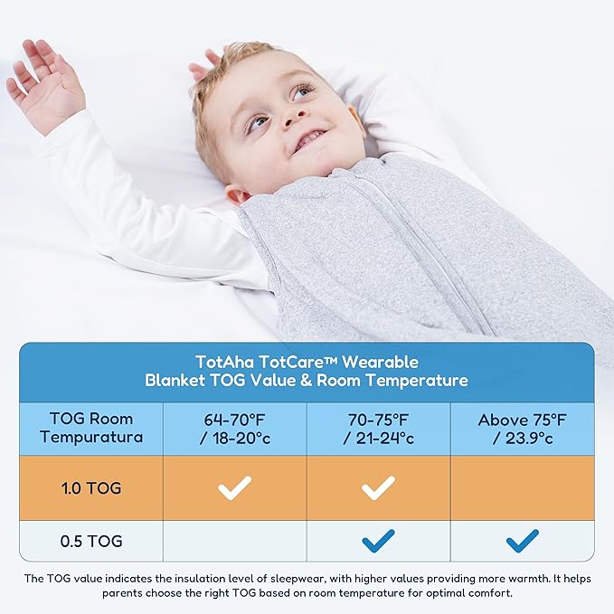 TotAha Toddler Sleep Sack 1.0 TOG for 2T-3T-4T, Soft Wearable Blanket Baby Sleep Bag with 2-Way Safe Zippers,Fluffy Extra Large Sleeping Sacks, Grey