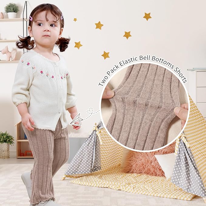 Neutocd Baby Girl Flare Pants Toddler Bell Bottoms Leggings Infant Stretchy Soft Trousers Solid Elastic Waist Pants