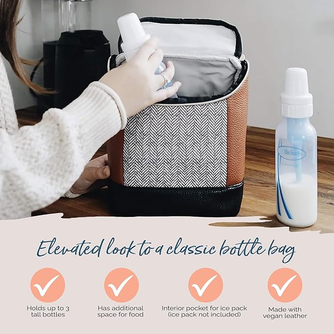 Itzy Ritzy Insulated Bottle Bag – Keeps Bottles Warm or Cool - Holds 3 Bottles & Features Interior Pocket For Ice Pack (Not Included), Coffee and Cream