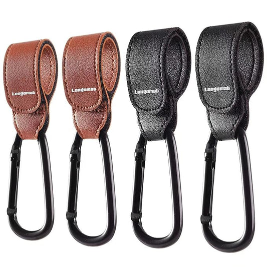 （4-Pack） Baby Stroller Hooks Clip or Hanging Diaper Bag Universal Hooks Accessories for Stroller and Car or Shopping Cart (Black and Brown)