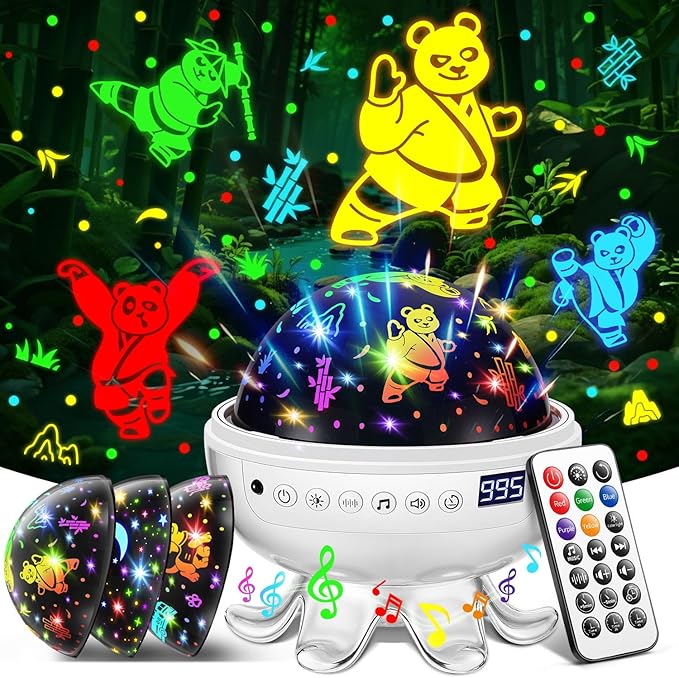 Panda Gifts,【3 Films+ 30 Sounds】Panda Night Light,【93 Effects+ Remote】Toddler Boys Toys for Boys 3-5, [3 Brightness 5-995 min Timer] Girls Toys Age 6-8, Kids Gifts for Kids Toys for Ages 5-7